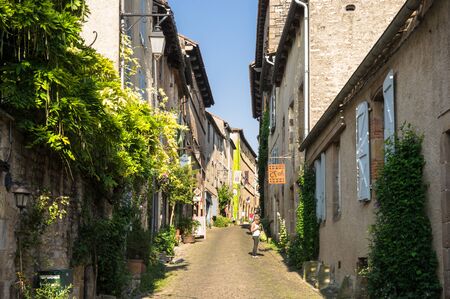 CORDES SUR CIEL,FRANCE - JULY  24: View of historic center on July 24, 2014 in Cordes sur Ciel,France. The fortified town was built in 1222 by Raimon VII.のeditorial素材