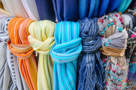 pashminas in a marketの写真素材