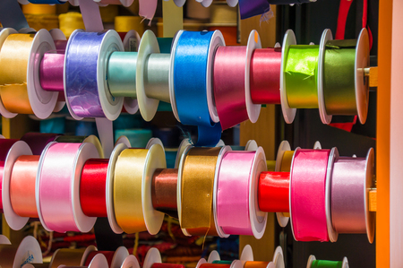 bobbins in a marketの写真素材