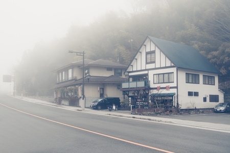 NIKKO, JAPAN - MARCH 19: foggy day on March 19, 2015 in Nikko, Japan. Nikko is part of a Nikko UNESCO World Heritage Site, one of most visited landmarks in Japan.のeditorial素材