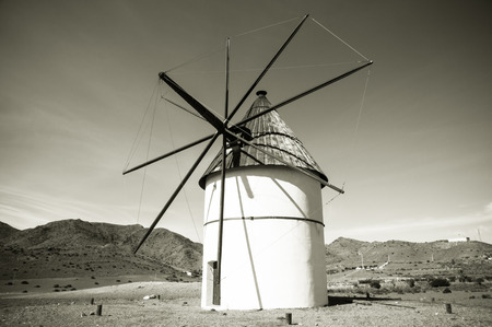 windmill in Cabo de Gata, Almeria, Spainの写真素材