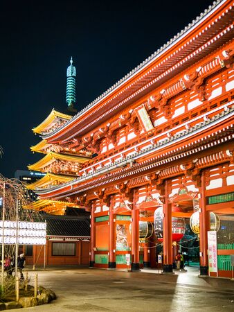 TOKYO, JAPAN - MARCH 21: Sensoji Temple on March 21, 2015 in Tokyo, Japan. This buddhist temple is the symbol of Asakusa and one of the most famous temples of Japan.のeditorial素材