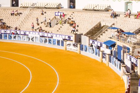 MALAGA, SPAIN - AUGUST 21: bullfight in La Malagueta on August 21, 2014 in Malaga, Spain. The Malagueta bullring was built in 1874 by JoaquÃ­n Rucoba and it was inaugurated on June 11, 1876.のeditorial素材