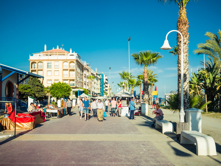 RINCON DE LA VICTORIA, SPAIN - MAY 01: Typical street on May 01, 2015 in Rincon de la Victoria, Malaga, Spain. It is a town in Costa del Sol.のeditorial素材
