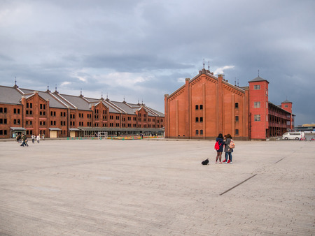 YOKOHAMA, JAPAN - MARCH 22: Yokohama Red Brick Warehouse on March 22, 2015 in Yokohama, Japan. It is a historical building that is used as a complex that includes a shopping mall, banquet hall, and event venues.のeditorial素材