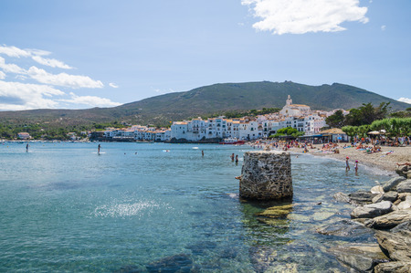 CADAQUES, SPAIN - JULY 21: View of Cadaques, one of the most touristic villages of Costa Brava, on July 21, 2014, in Port de la Selva, Catalonia, Spain. It is on a bay in the middle of the Cap de Creus peninsula, near Cap de Creus cape.のeditorial素材