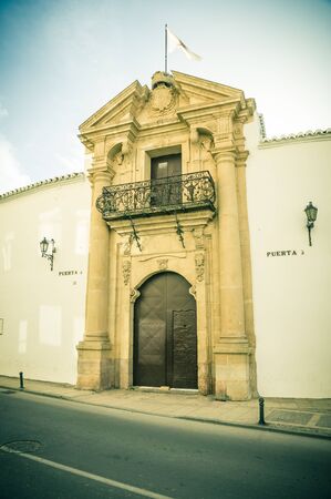 RONDA, SPAIN - OCTOBER 19: outside bullring on October 19, 2014 in Ronda, Malaga, Spain. Its population is approximately 35,000 inhabitants.のeditorial素材