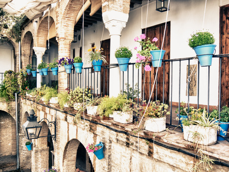 CORDOBA, SPAIN - MAY 08: Flowers Decoration during the Festival of the Patios on May 08, 2015 in Cordoba, Spain. The historic centre was named a UNESCO World Heritage Site.のeditorial素材