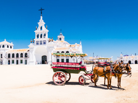 HUELVA, SPAIN - MAY 30: Sanctuario del Rocio on May 30, 2015 in Huelva, Spain. It is one of the most famous pilgrimage of Spain.のeditorial素材