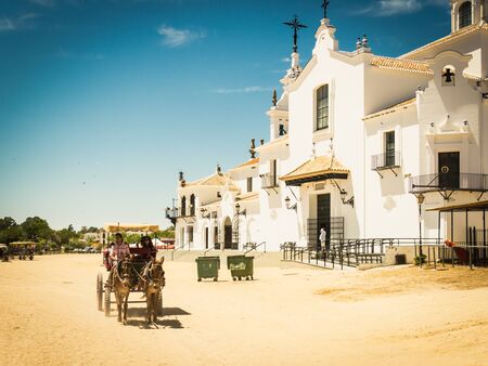 HUELVA, SPAIN - MAY 30: Sanctuario del Rocio on May 30, 2015 in Huelva, Spain. It is one of the most famous pilgrimage of Spain.のeditorial素材