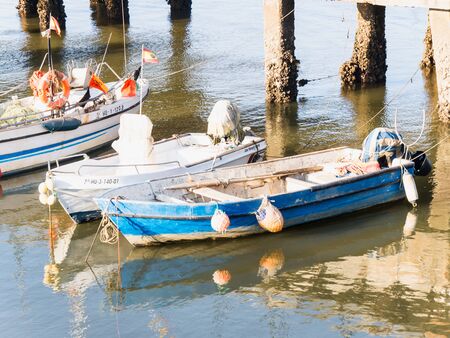 ISLA CRISTINA, SPAIN - MAY 29: Fishing boats on May 29, 2015 in Isla Cristina, Huelva, Spain. It remains one of the most important fishing ports in Huelva province.のeditorial素材