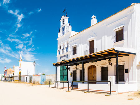 HUELVA, SPAIN - MAY 30: Sanctuario del Rocio on May 30, 2015 in Huelva, Spain. It is one of the most famous pilgrimage of Spain.のeditorial素材