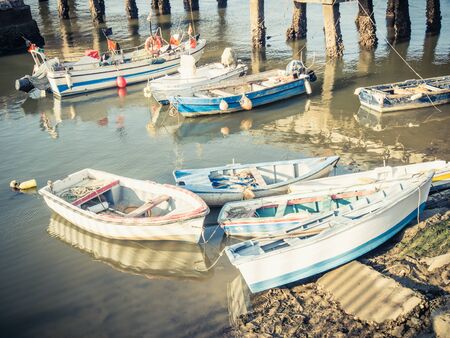 ISLA CRISTINA, SPAIN - MAY 29: Fishing boats on May 29, 2015 in Isla Cristina, Huelva, Spain. It remains one of the most important fishing ports in Huelva province.のeditorial素材