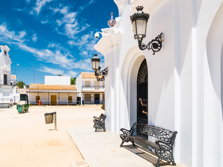 HUELVA, SPAIN - MAY 30: Sanctuario del Rocio on May 30, 2015 in Huelva, Spain. It is one of the most famous pilgrimage of Spain.のeditorial素材