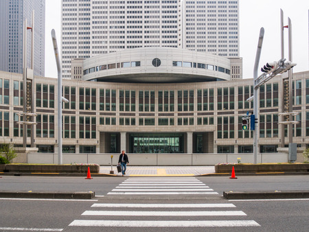 TOKYO, JAPAN - MARCH 31: Skyscraper district on March 31, 2015 in Tokyo, Japan. It is one of the 47 prefectures of Japan, and is both the capital and largest city of Japan. The Greater Tokyo Area is the most populous metropolitan area in the world.のeditorial素材