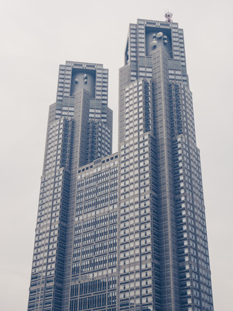 TOKYO, JAPAN - MARCH 31: Skyscraper district on March 31, 2015 in Tokyo, Japan. It is one of the 47 prefectures of Japan, and is both the capital and largest city of Japan. The Greater Tokyo Area is the most populous metropolitan area in the world.のeditorial素材