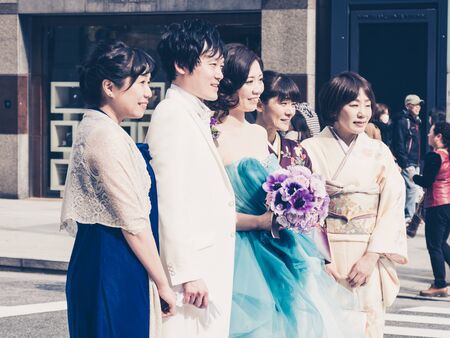 TOKYO, JAPAN - MARCH 20: Ginza district on March 20, 2015 in Tokyo, Japan. It is one of the world's best known shopping districts.のeditorial素材