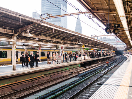 TOKYO; JAPAN - MARCH 30:Shinjuku station on March 30; 2015 in Tokyo; Japan.のeditorial素材