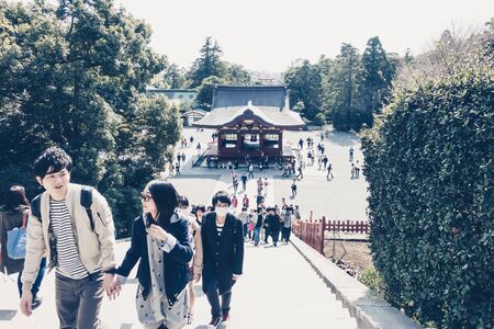 KAMAKURA, JAPAN - MARCH 23: Temple in Kamakura on March 23, 2015 in Kamakura, Japan. It is a city located in Kanagawa Prefecture and it has an estimated population of 174,412.のeditorial素材
