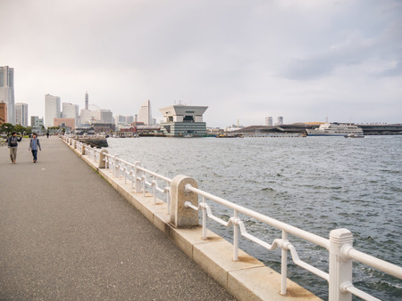 YOKOHAMA, JAPAN - MARCH 22: Yokohama port on March 22, 2015 in Yokohama, Japan. It is the second largest city in Japan by population after Tokyo. It is a major commercial hub of the Greater Tokyo Area.のeditorial素材