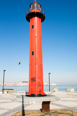 lighthouse in Almada, Lisbon, Portugalの写真素材
