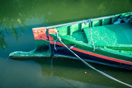 fishing boat in Albufera, Valencia, Spainの写真素材