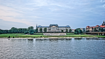 Dresden Skyline at night, Germanyのeditorial素材