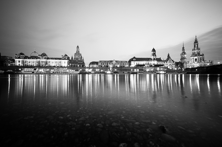 Dresden Skyline at night, Germanyのeditorial素材