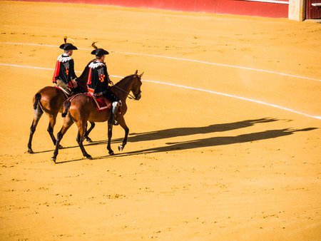 MALAGA, SPAIN - AUGUST 16: bullfight on August 16, 2015 in Malaga, Spain. La Malagueta is the bullring at MÃ¡laga (Andalucia, Spain) which first event was held in 1876.のeditorial素材
