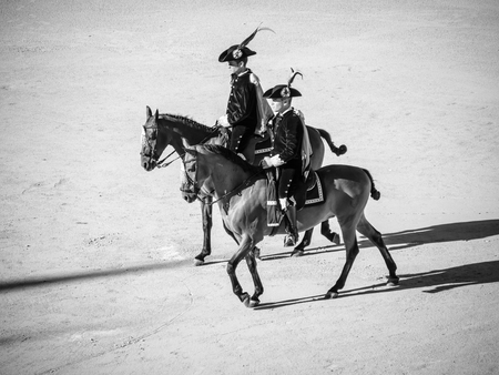 MALAGA, SPAIN - AUGUST 16: bullfight on August 16, 2015 in Malaga, Spain. La Malagueta is the bullring at MÃ¡laga (Andalucia, Spain) which first event was held in 1876.のeditorial素材