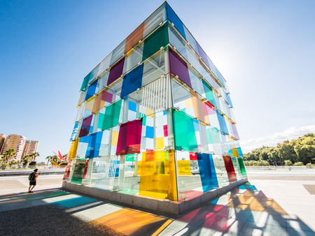 MALAGA, SPAIN - AUGUST 16: Pompidou Centre on August 16, 2015 in Malaga, Spain. It is the second most populous city of Andalusia and the sixth largest in Spain.のeditorial素材