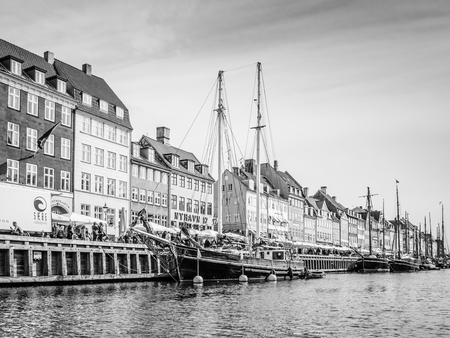 COPENHAGEN, DENMARK - SEPTEMBER 04: Nyhavn district on September 04, 2015 in Copenhagen, Denmark. This is one of the most famous landmark in Copenhagen.のeditorial素材