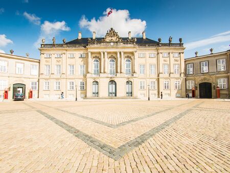 COPENHAGEN, DENMARK - SEPTEMBER 04: Amalienborg Palace on September 04, 2015 in Copenhagen, Denmark. It is the winter home of the Danish royal family.のeditorial素材