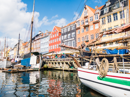 COPENHAGEN, DENMARK - SEPTEMBER 04: Nyhavn district on September 04, 2015 in Copenhagen, Denmark. This is one of the most famous landmark in Copenhagen.のeditorial素材