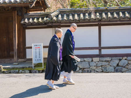 KYOTO, JAPAN - MARCH 24: Unidentified Japanese monk on March 24, 2015 in Kyoto, Japan.
