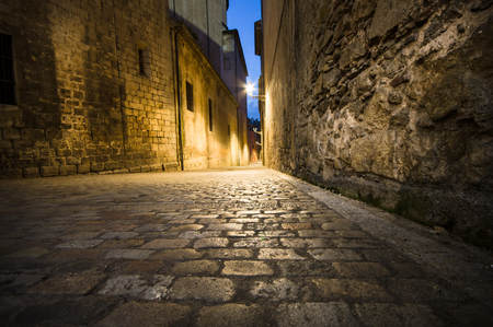 Girona at night, Catalonia, Spainの写真素材
