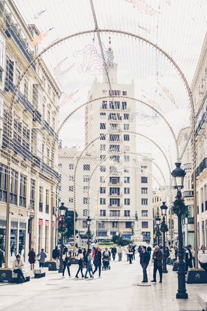 MALAGA, SPAIN - JANUARY 21: Larios Street on January 21 in Malaga, Spain. It is the second most populous city of Andalusia and the sixth largest in Spain.のeditorial素材