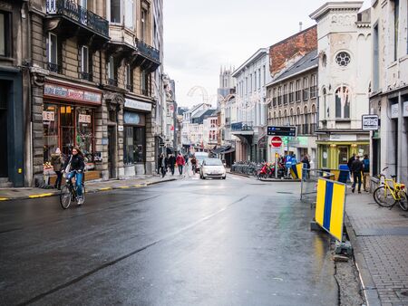 GHENT, BELGIUM - DECEMBER 11: View of Ghent city center on December 11 in Ghent, Belgium. It is a city and a municipality located in the Flemish region.のeditorial素材