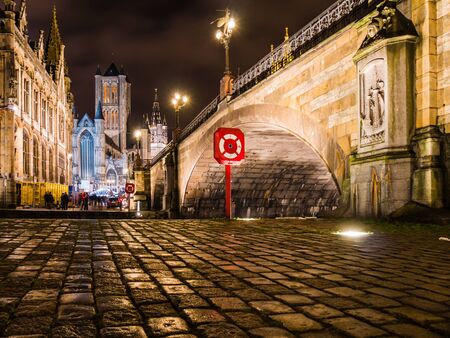 GHENT, BELGIUM - DECEMBER 13: View of Ghent city center on December 13 in Ghent, Belgium. It is a city and a municipality located in the Flemish region.のeditorial素材