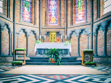 LISSEWEGE, BELGIUM - DECEMBER 12: Our Lady's Church (13th century) on December 12 in Lissewege, Belgium. It is a city and a municipality located in the Flemish region.のeditorial素材