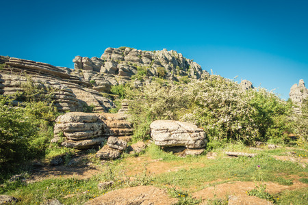 Torcal in Antequera, Malaga, Spainの写真素材