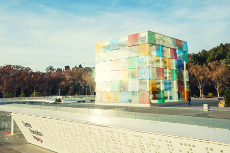 MALAGA, SPAIN - JANUARY 23: Pompidou centre on January in Malaga, Spain. It is the second most populous city of Andalusia and the sixth largest in Spain.のeditorial素材