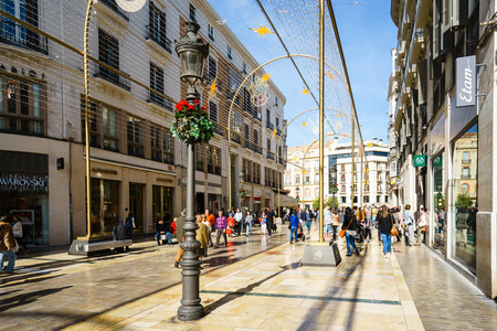 MALAGA, SPAIN - JANUARY 23: Larios Street on January 23 in Malaga, Spain. It is the second most populous city of Andalusia and the sixth largest in Spain.のeditorial素材