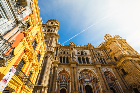 MALAGA, SPAIN - JANUARY 23: View on cathedral in sunlight on January 23 in Malaga, Spainのeditorial素材