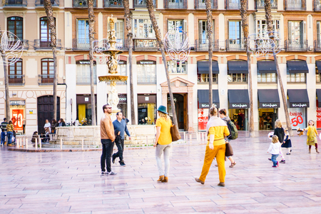 MALAGA, SPAIN - JANUARY 23: Larios Street on January 23 in Malaga, Spain. It is the second most populous city of Andalusia and the sixth largest in Spain.のeditorial素材