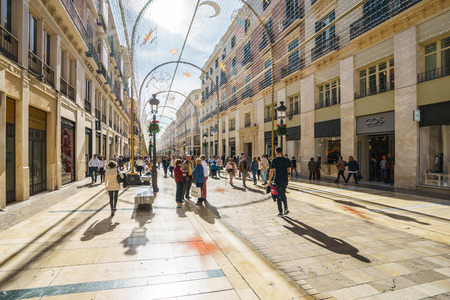 MALAGA, SPAIN - JANUARY 23: Larios Street on January 23 in Malaga, Spain. It is the second most populous city of Andalusia and the sixth largest in Spain.のeditorial素材