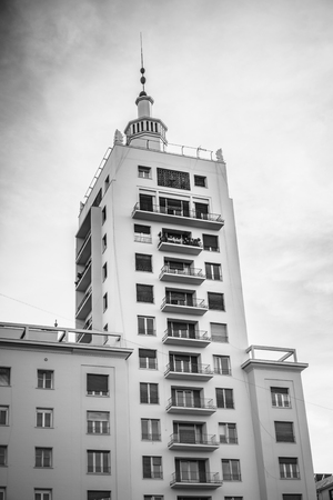 MALAGA, SPAIN - JANUARY 23: Equitativa Building on January 23 in Malaga, Spain. It is the second most populous city of Andalusia and the sixth largest in Spain.のeditorial素材
