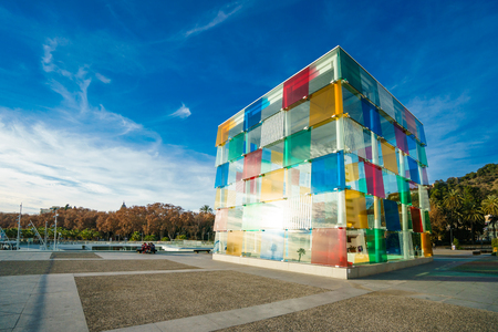 MALAGA, SPAIN - JANUARY 23: Pompidou centre on January in Malaga, Spain. It is the second most populous city of Andalusia and the sixth largest in Spain.のeditorial素材