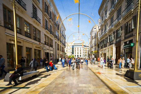 MALAGA, SPAIN - JANUARY 23: Larios Street on January 23 in Malaga, Spain. It is the second most populous city of Andalusia and the sixth largest in Spain.のeditorial素材