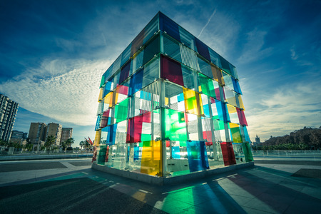 MALAGA, SPAIN - JANUARY 23: Pompidou centre on January in Malaga, Spain. It is the second most populous city of Andalusia and the sixth largest in Spain.のeditorial素材